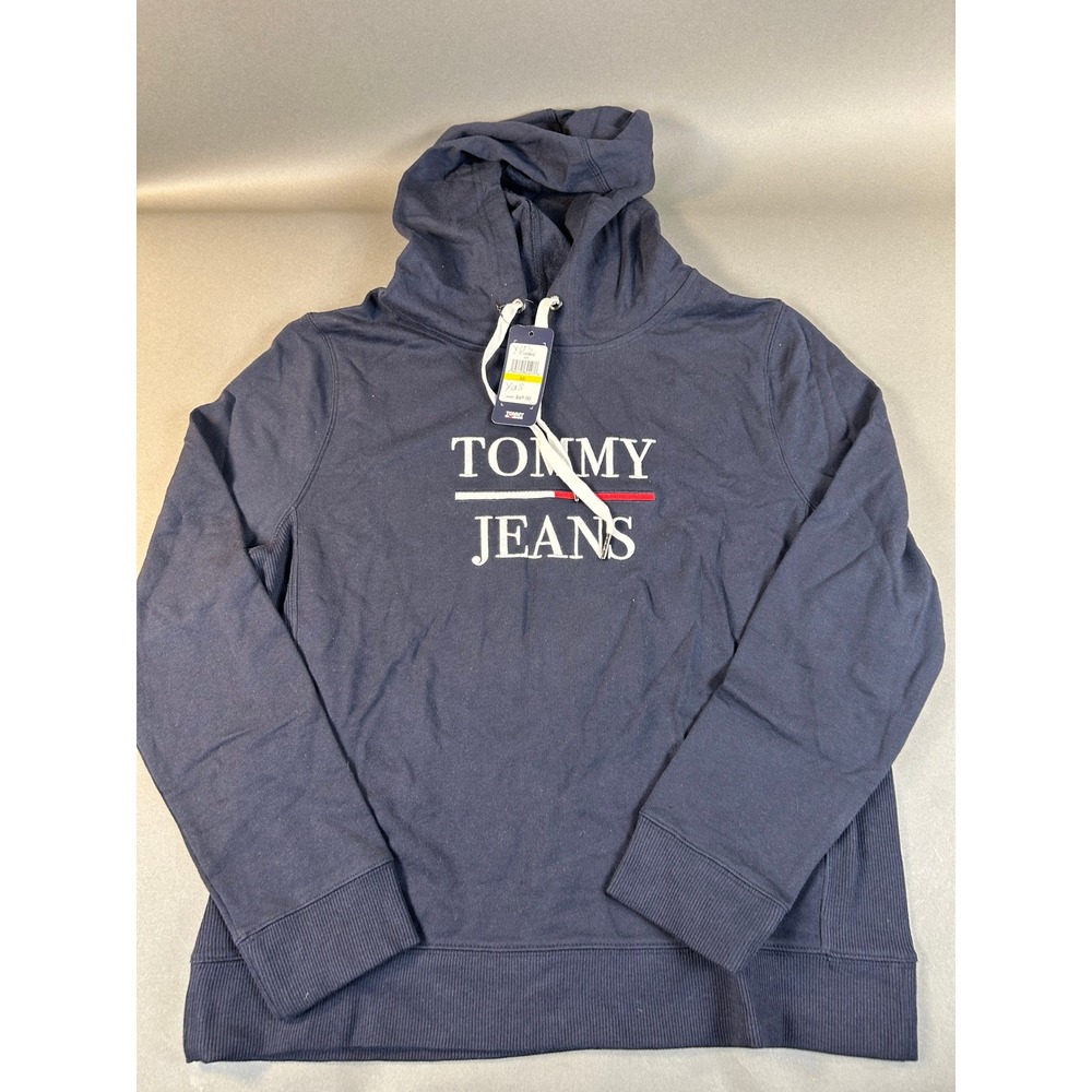 Tommy Jeans Womens‎ Navy Blue Embroidered Logo Pullover Hoodie M T11H0BHZ